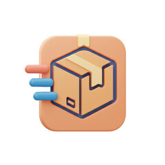 3D Icon Depicting Parcel Delivery Concept on a Square Orange Background with a Modern Style