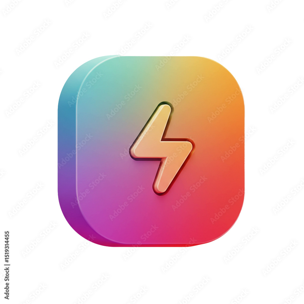 Aufkleber gradient flash icon: modern, colorful design for digital applications and interfaces