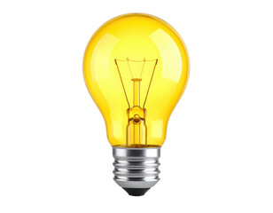 A glowing yellow incandescent light bulb with a visible filament and metallic base.