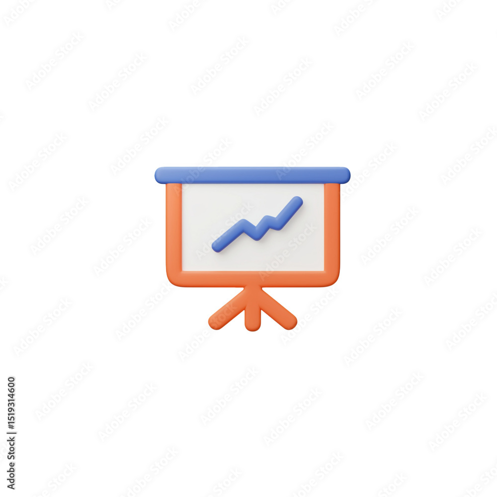 Poster 3d rendering of a business presentation chart with upward trend on a white background