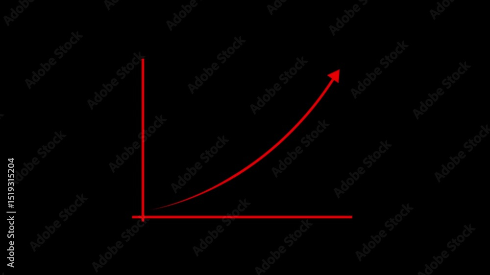 Poster abstract red exponential curve graph displaying growth and success on black background for business 