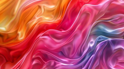 Obraz premium Abstract background with colorful waves of satin cloth, fluid and wavy shapes in vibrant colors
