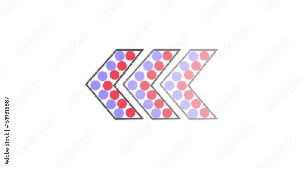 Poster directional arrow loop animation. three arrows composed of colored circles a modern abstract design 