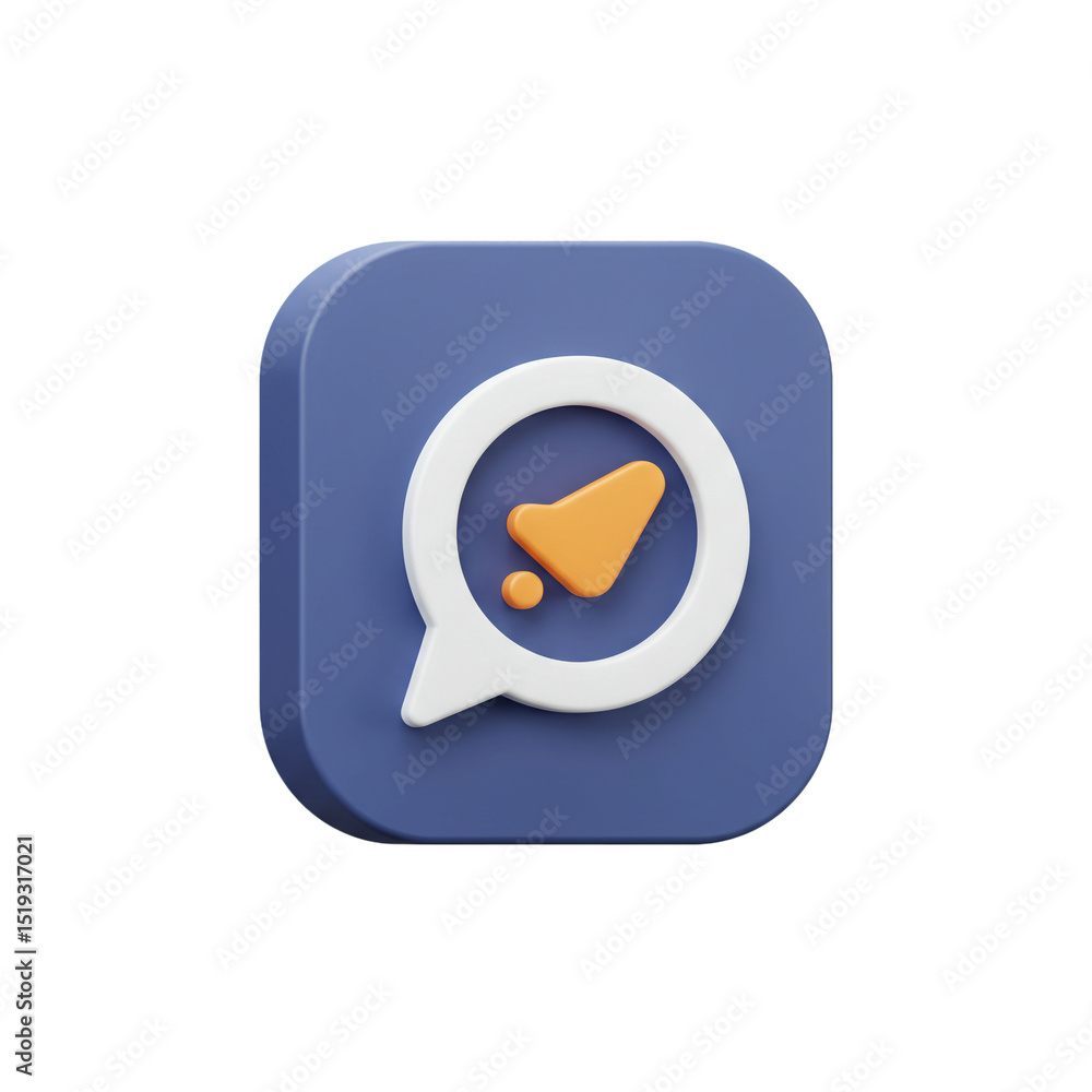 Poster 3d rendered message chat bubble app icon on isolated background for communication