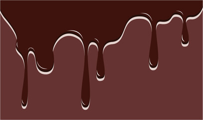 Chocolate dripping, Chocolate background vector illustration 