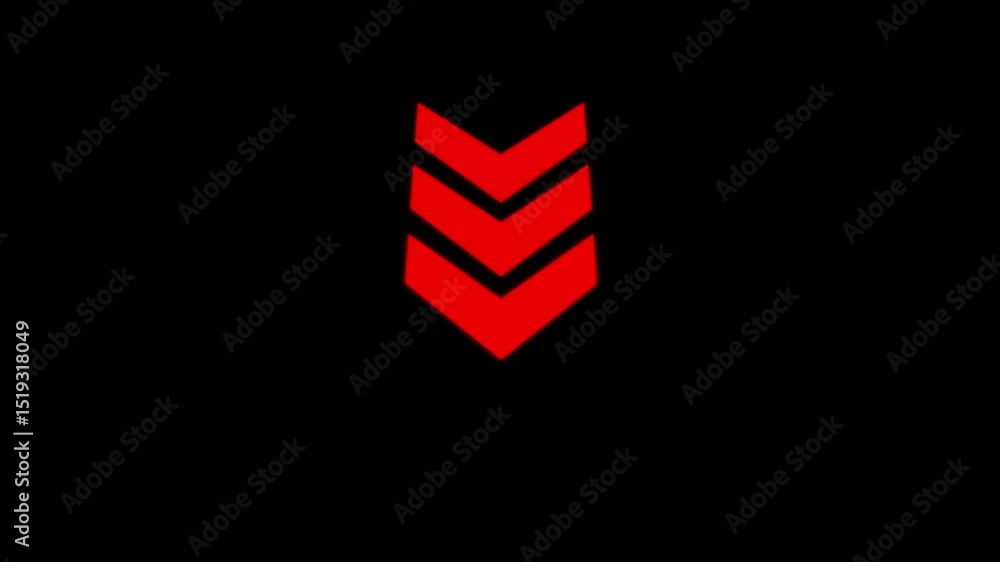 Poster red arrows descending on black background minimalist graphic design perfect for transitions and dire