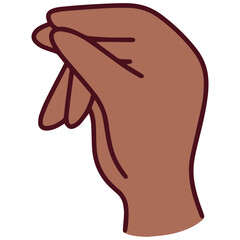 Mandarin number 7 gesture formed by extending thumb and index finger in L-shape. Displayed with brown-skinned hand as part of Chinese finger counting system