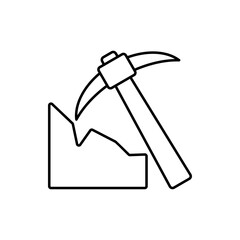 pickaxe icon, vector line isolated on white background. trendy and modern design