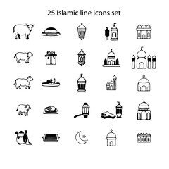 25 Islamic line icons set
