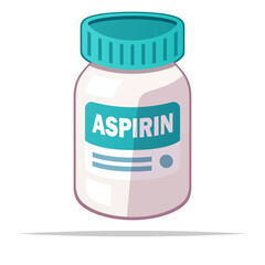 Aspirin bottle vector isolated illustration