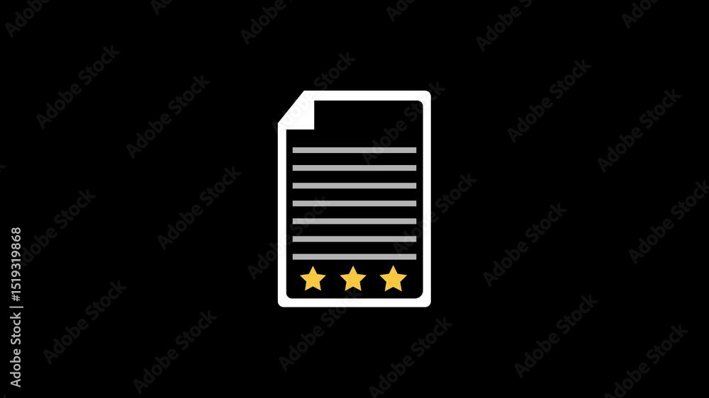 Poster animated document icon appearing on a black background symbolic of data and information