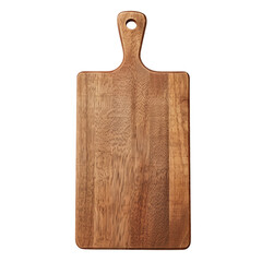 Full View of Wooden Cutting Board with Handle on White Background for Kitchen Use or Culinary Preparation