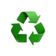 Obraz premium Green Recycling Symbol on Transparent Background 3D Illustration of Recycle Icon with Eco Concept and Environmental Theme Highlighting Sustainability and Ecological Awareness in Modern Design