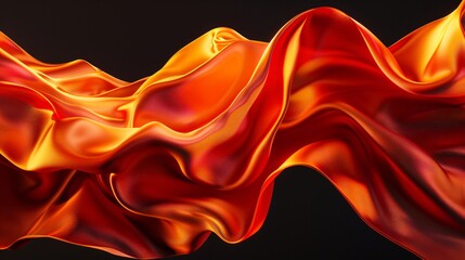 Fototapeta premium Abstract orange and red fluid shapes on a black background 3D rendered illustration