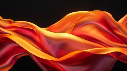 Obraz premium Abstract orange and red fluid shapes on a black background 3D rendered illustration