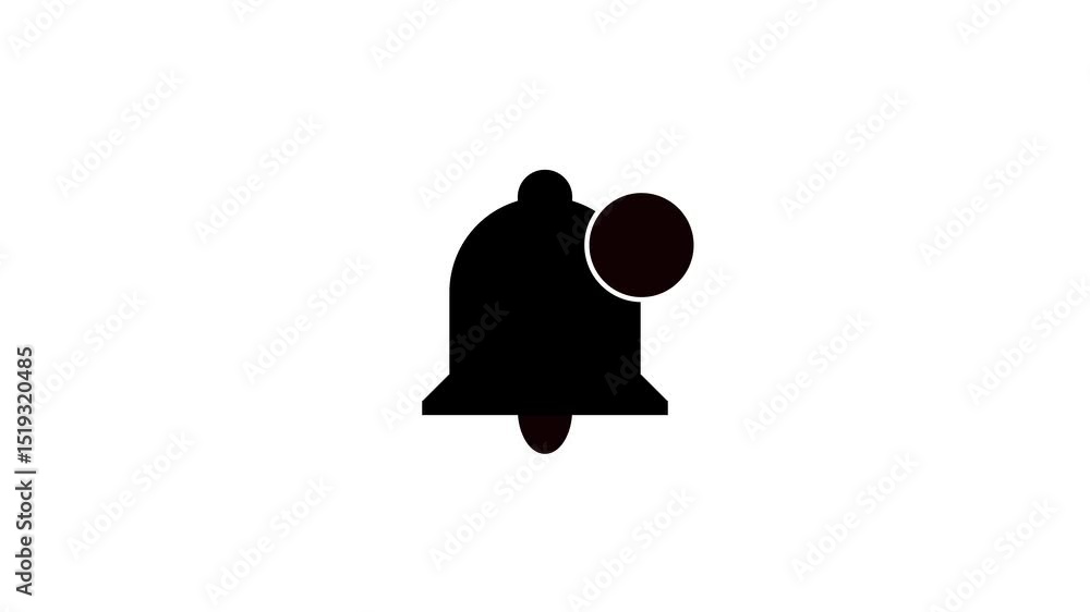 Poster notification bell icon. animated black bell icon with notification counter displaying number two on 