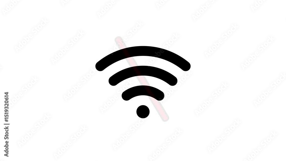 Poster disconnected wifi icon animation depicting no internet connection signal on a white background