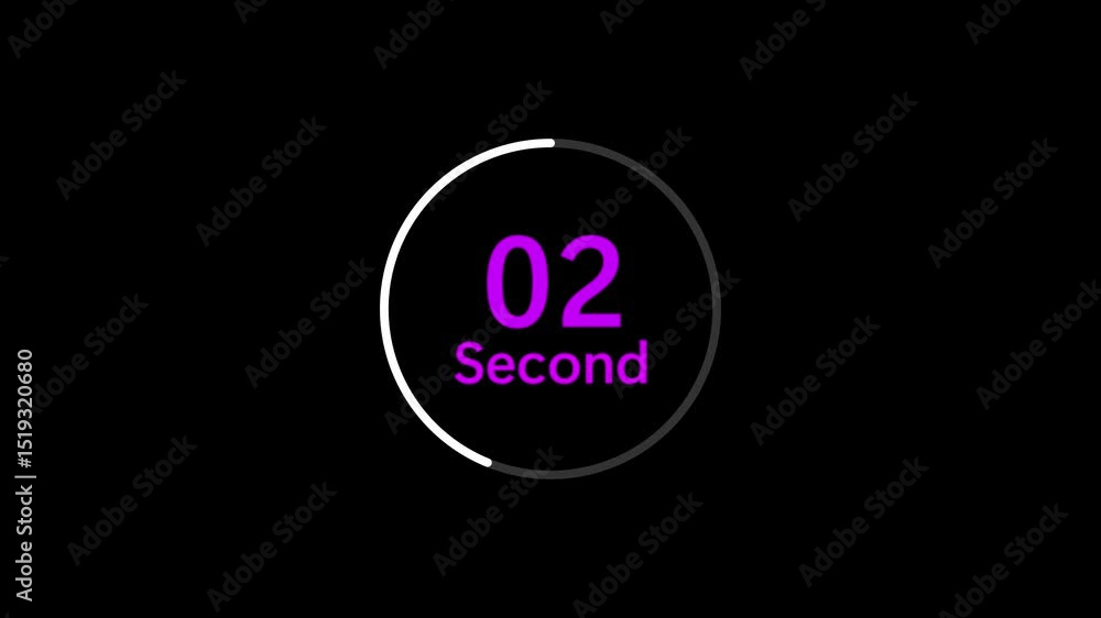 Poster animated countdown timer showing three seconds remaining with digital display on black background fo
