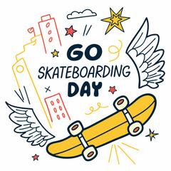 GO SKATEBOARDING DAY vector illustration