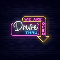 Drive Thru Neon Signage Open for Business