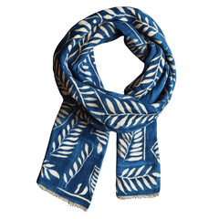 Elegant Blue Scarf with Leaf Pattern for Fashion Accessories