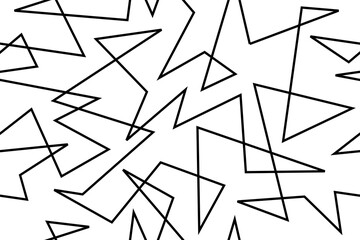 Seamless pattern. Tangled assymetrical line pattern. Modern style geometric black and white fashion print design.