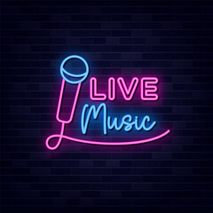 Live Music Neon Sign, Neon Logo