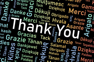 Thank you words in many languages. Different international language thank you word collage. © Tupungato
