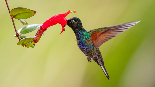 Velvet-purple Coronet (Boissonneaua jardini) equatorial hummingbirds.