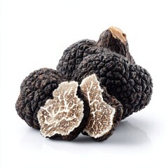 Close Up View Of Black Truffle On White Background