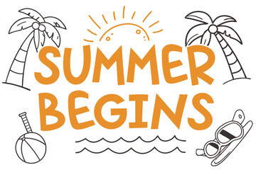SUMMER BEGINS vector illustration