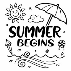 SUMMER BEGINS vector illustration