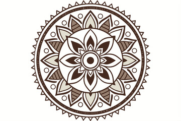 Rustic circular mandala icon with tribal patterns