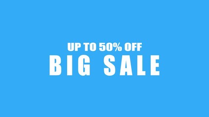 Big sale promotion up to 50 percent off announcement blue background graphic design advertising retail marketing discount offer special deal - Powered by Adobe