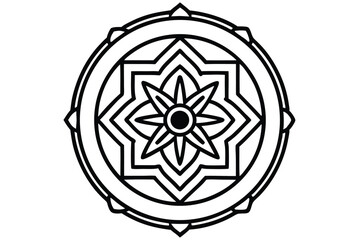 Fototapeta premium Rustic circular mandala icon with tribal patterns