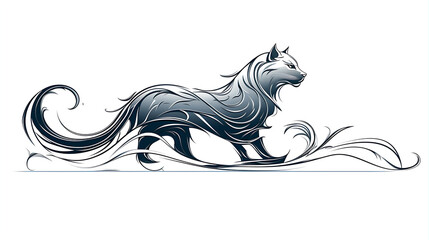 Water Cat Tattoo Design