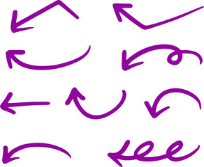 Purple swirly arrows with whimsical hand-drawn gesture flow