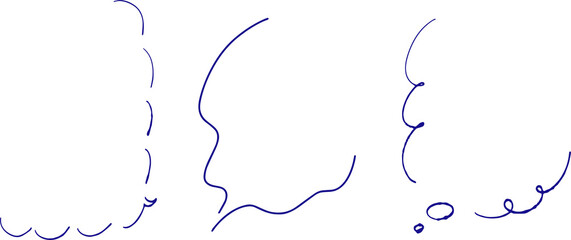 Minimal purple and blue mirrored curly bracket designs