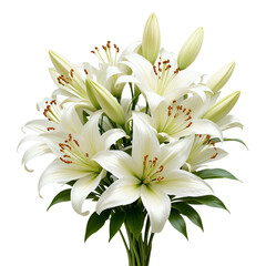 Obraz premium white lilies flower bouquet isolated on transparent png