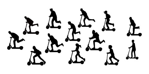 Silhouette of a Person Riding an Electric Scooter