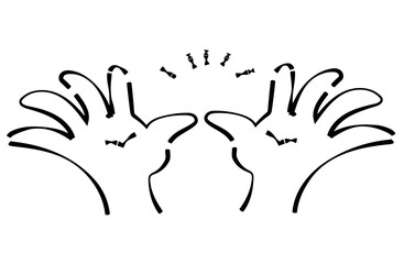 Cartoon Style Hands Raised in Celebration Pose