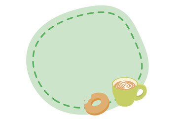 Green Donut and Latte Message Frame Illustration
