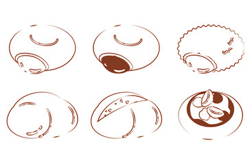 Hand-drawn variety of soft bread illustration