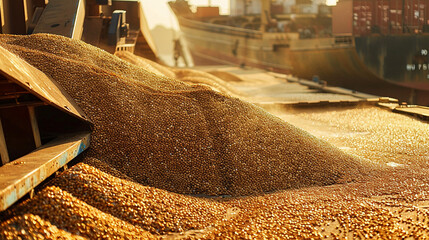 wheat grains in a wooden scoop
