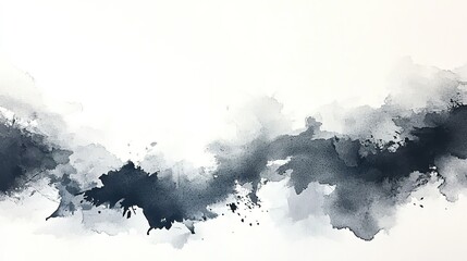 Abstract gray watercolor texture background with ink splatter effects and soft grunge imperfections. Low-contrast monochrome wash on paper-like surface, overhead seamless layout for antique book desig