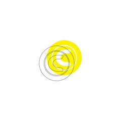 abstract yellow coin icon - swirl currency design