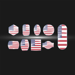 America flag pin glass collection with various shapes and effects