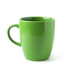 Green ceramic mug isolated on white background for beverage, coffee, tea, or hot chocolate