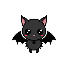 Obraz premium kawaii anime black bat white background .svg