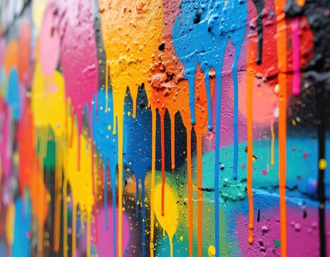 Colorful street art graffiti with vibrant drips and bold patterns